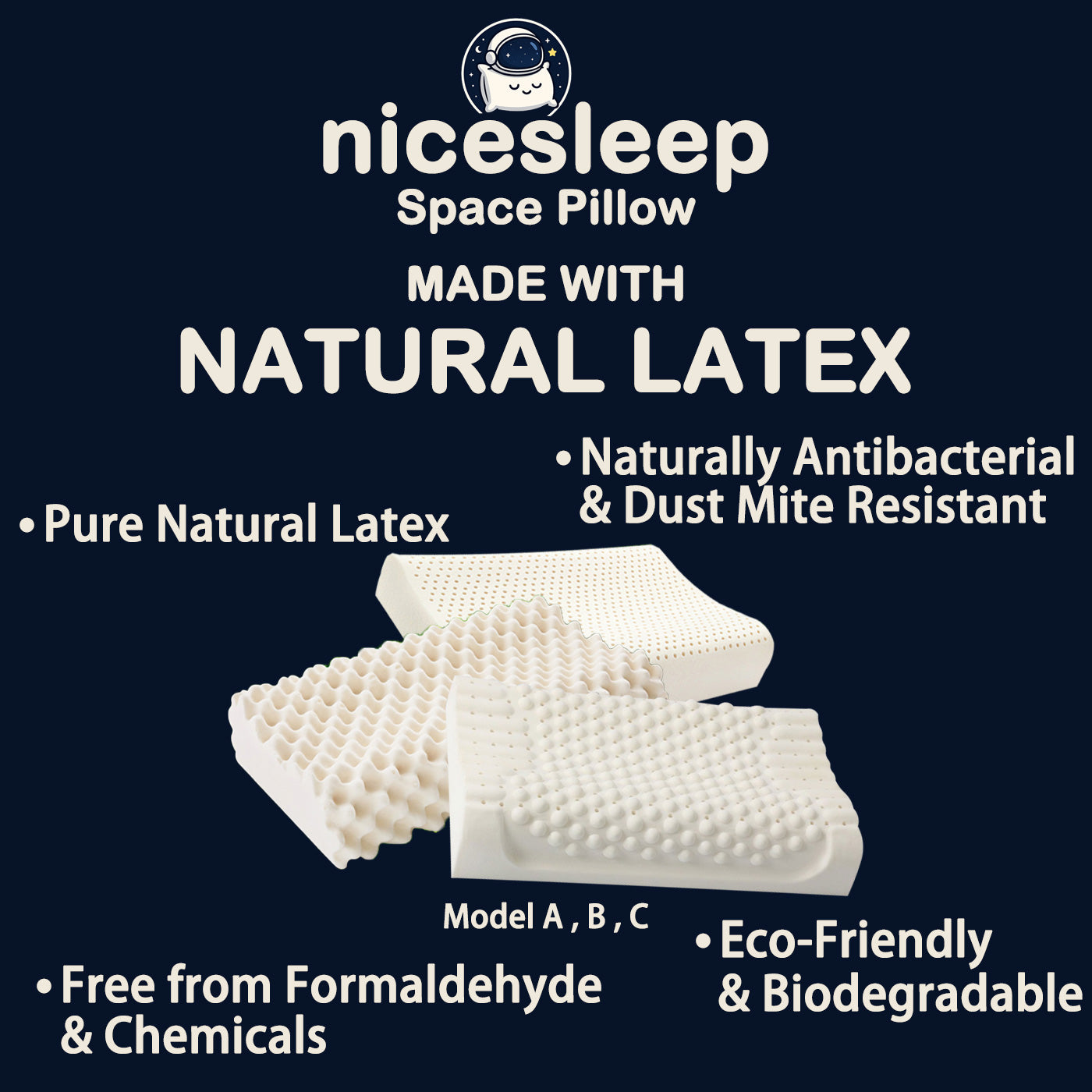 Smooth & Breathable Latex Pillow – Model C✨Special Deal: discount on first pillow + second one is HALF PRICE